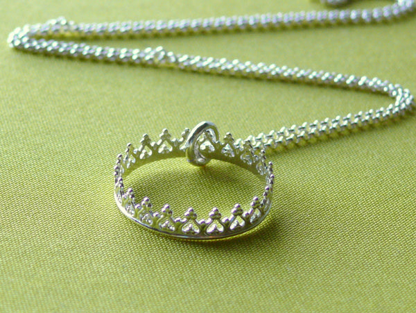 Silver crown necklace princess crown pendant necklace eternity circle necklace infinity necklace