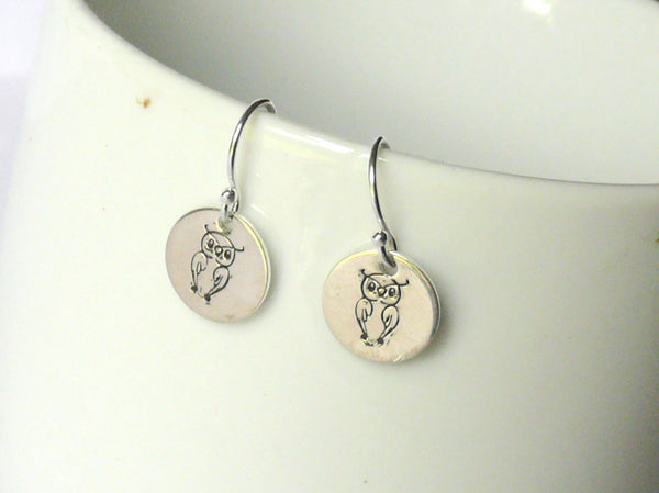 Sterling Silver owl earrings Sterling silver earrings tiny dangle earrings drop earring Etsy jewelry