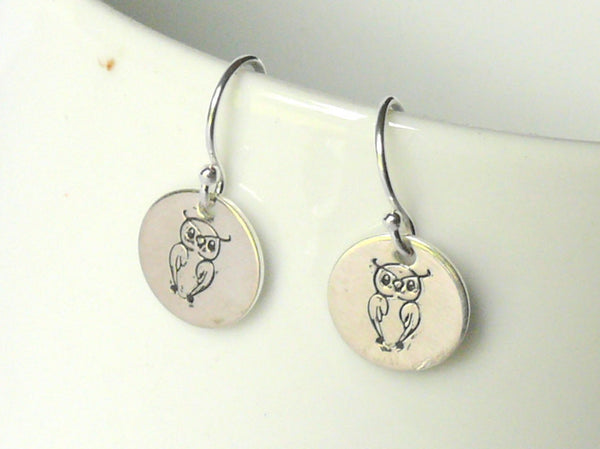 Sterling Silver owl earrings Sterling silver earrings tiny dangle earrings drop earring Etsy jewelry