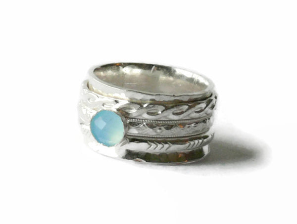 Aqua chalcedony spinner ring