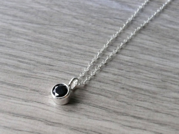 black CZ sterling silver necklace