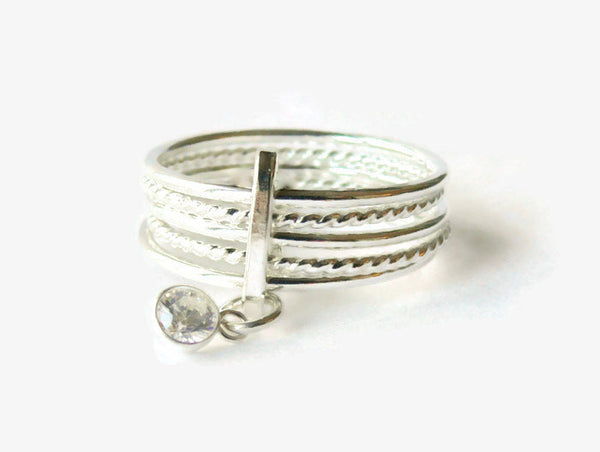 sterling silver attached stacking rings