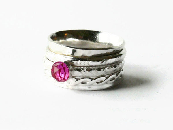 Ruby ring boho ring Sterling silver spinner ring anxiety ring worry ring fidget ring sterling silver ring rolling ring gemstone