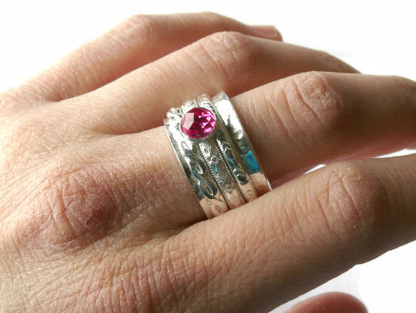 Ruby ring boho ring Sterling silver spinner ring anxiety ring worry ring fidget ring sterling silver ring rolling ring gemstone