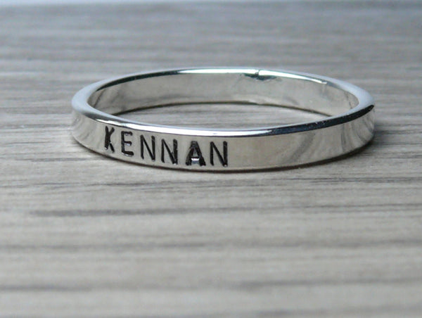 sterling silver stackable name ring