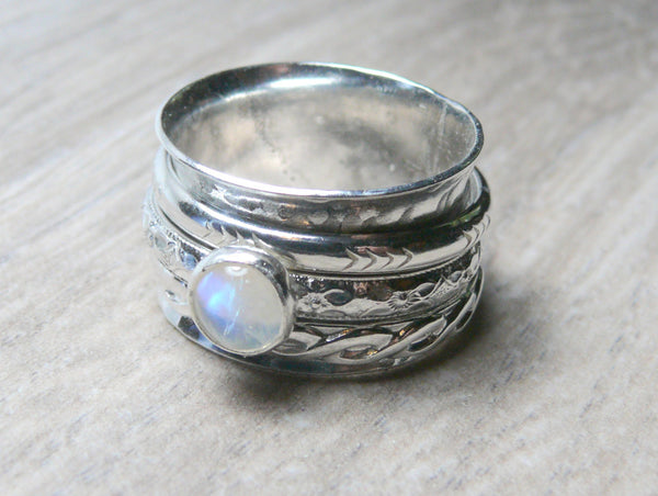 rainbow moonstone ring