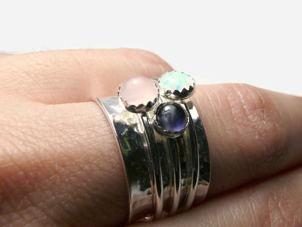 three stone spinning ring