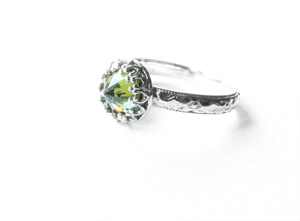 sterling silver peridot CZ ring
