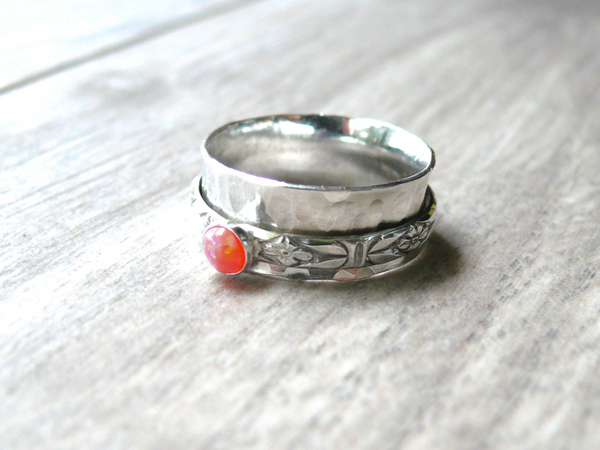 pink gemstone spinning ring