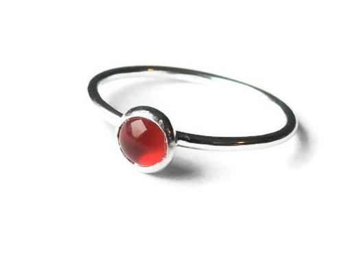 silver carnelian stacking ring