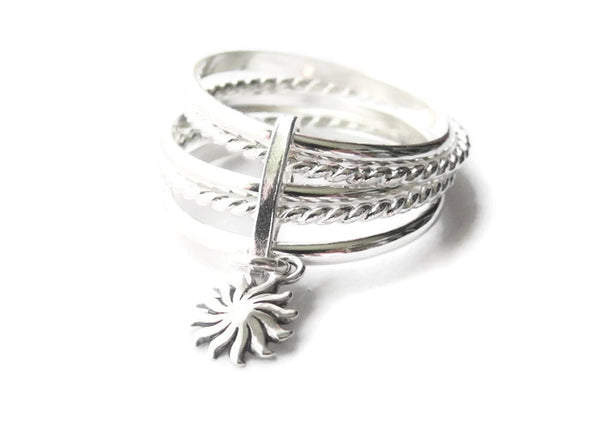 sunburst dangle charm ring