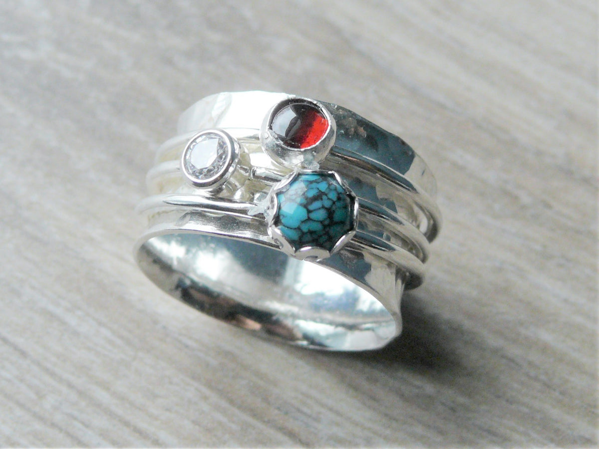 Sterling Silver Spinning Rings | Worry Anxiety | Kinetic Jewelry ...