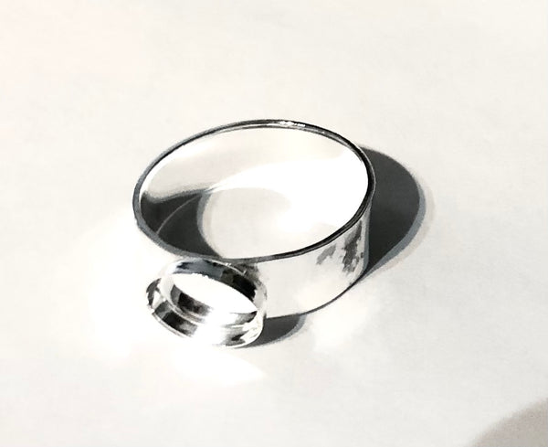 Wide Band Horizontal Oval Bezel Cup Ring Blank | 8x10 mm, 12x10 mm, 14x10 mm, 12x16 mm, 18x13 mm