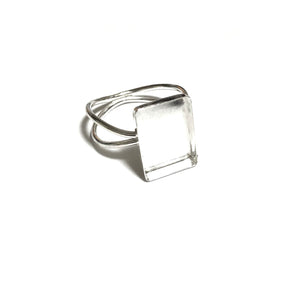 Double Split Band Ring Blank Rectangle Bezel Cup | 6x8, 9x7, 8x10, 14x10, 7x28 mm