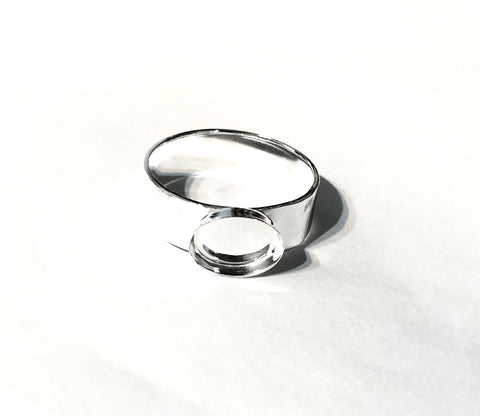 Wide Band Horizontal Oval Bezel Cup Ring Blank | 8x10 mm, 12x10 mm, 14x10 mm, 12x16 mm, 18x13 mm