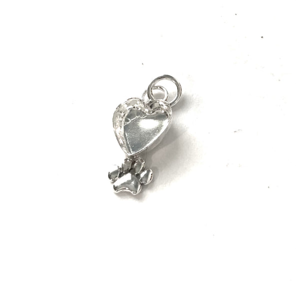 Paw print and Heart Blank Pendant Setting