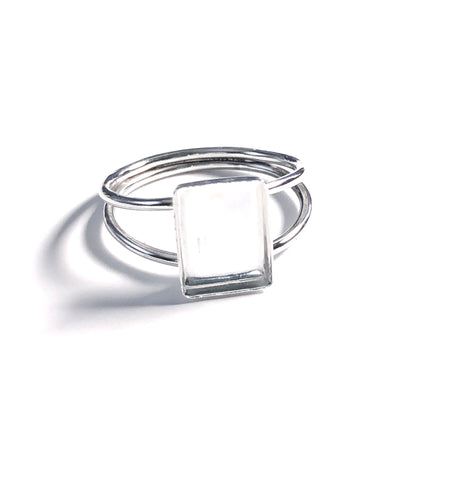 Double Band Rectangle Bezel Ring Blank