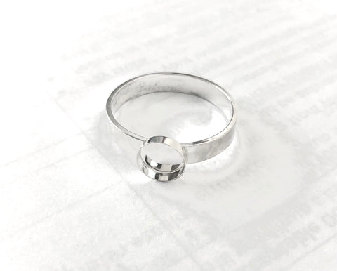 Wide Flat Band Round Blank Ring Setting | 6 mm, 8 mm, 10 mm, 12 mm, 14 mm