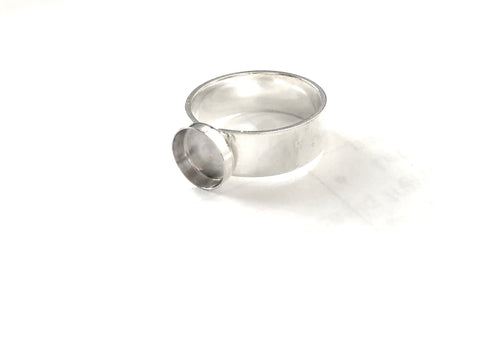 Wide Band Round Ring Blank Sterling Silver