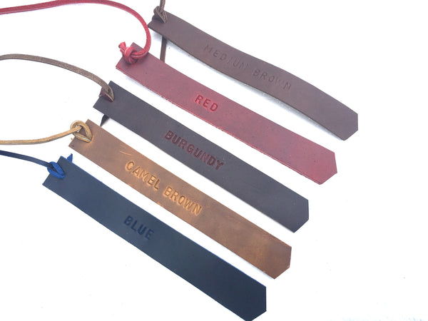 Leather Bookmark, Personalized Leather Bookmark in Red, Blue, Brown, Camel Brown and Horween No 8 leathers
