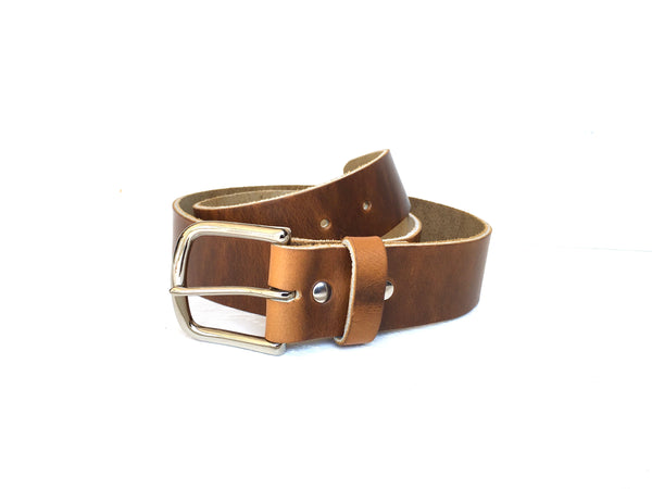 Horween Sunflower Brown Leather Belt, Gift for Him, Artisan Made Belt, Handmade Belt