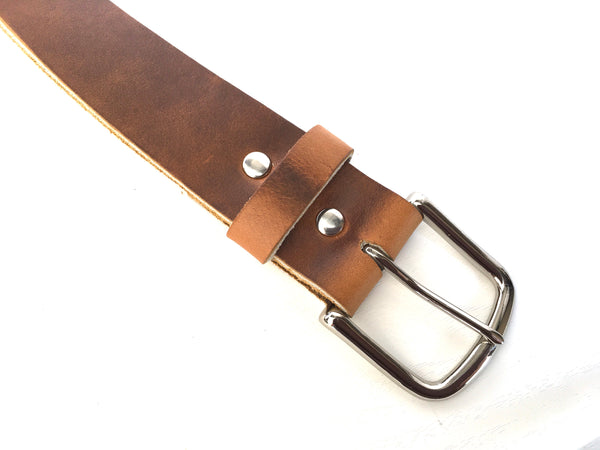 Horween Sunflower Brown Leather Belt, Gift for Him, Artisan Made Belt, Handmade Belt