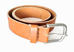 hand-stitched tan brown leather belt for men