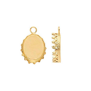 Gold Filled Crown Pendant Blank Bezel Cup Setting | Round 8 mm, Oval 12x10 mm, 18x13 mm