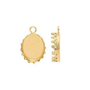 Gold Filled Crown Pendant Blank Bezel Cup Setting Round mm, Oval 12x10 mm, 18x13 mm