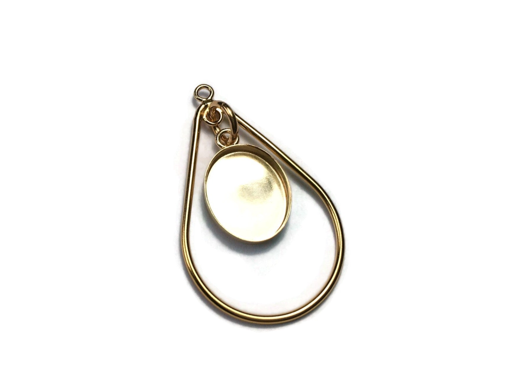 Gold teardrop pendant blank