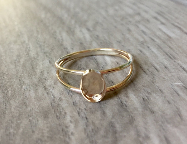 oval gold ring blank split shank