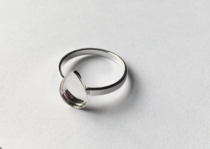 Flat Band Pear Teardrop Blank Ring Setting | 6x8 mm, 9x13, 10x15, 13x18, 12x16 mm