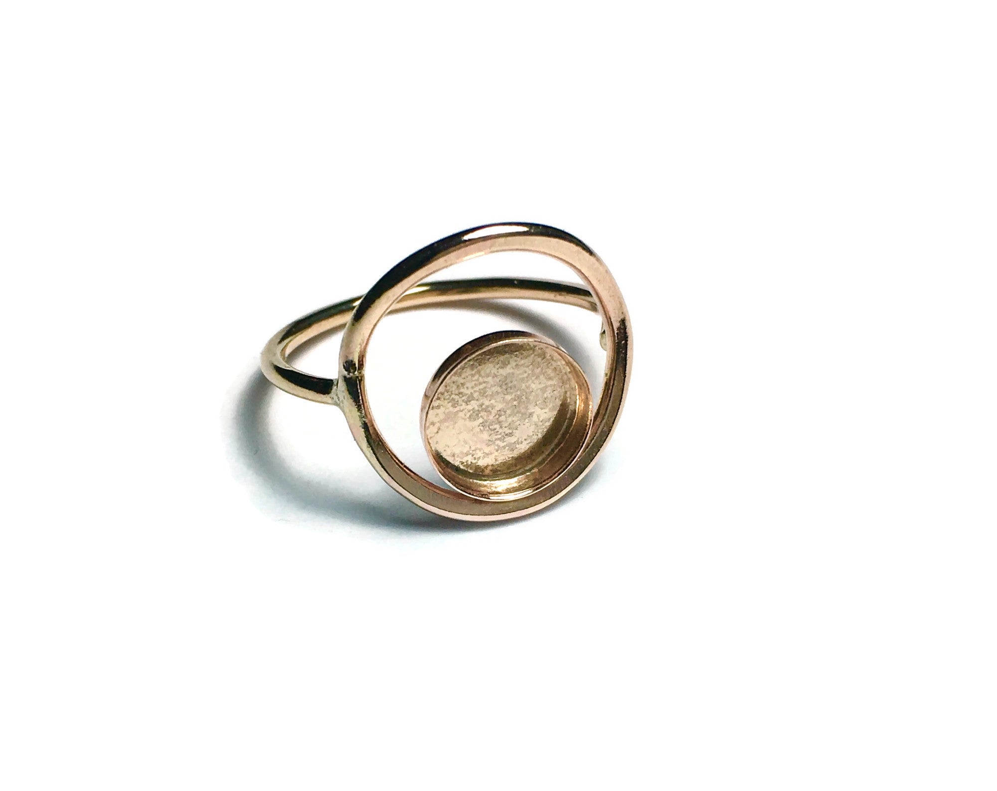 Gold Filled Open Circle Round Bezel Cup Ring Blank mm, mm,
