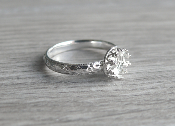 floral band crown ring blank