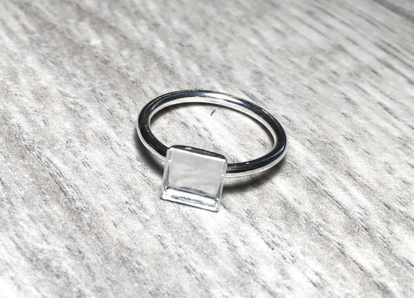 silver square ring mounting blank