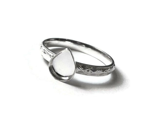 Floral teardrop ring blank