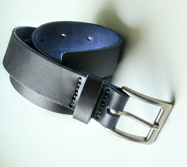 Navy Blue Men's Leather Belt, Horween Leather, Anniversary Gift, Gift for Him