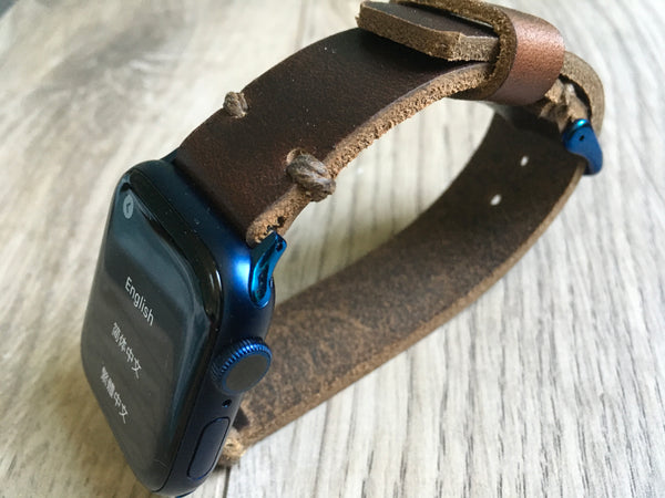Horween Leather Band for Blue Series 6 Apple Watch Band, Horween Leather Band for Blue