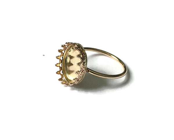 oval gold crown ring blank