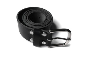 Handmade Leather Belt, Horween Essex Black Leather Belt, Gift for Him, Chicago Screws Belt