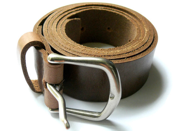 brown leather belt with Horween leather