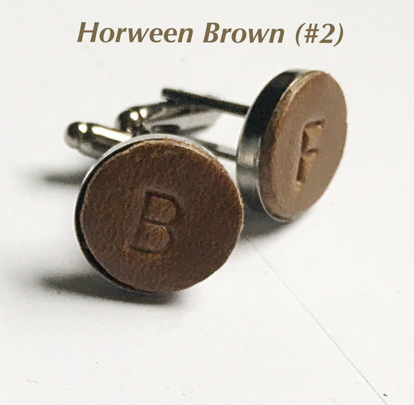Custom Made Leather Cufflinks, Hand Stamped Personalized Cufflinks, Gift for Him, Anniversary Present