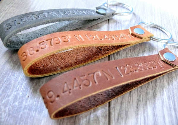 Personalized Keychain, Leather Keychain, custom made long key fob, gift for him, anniversary gift