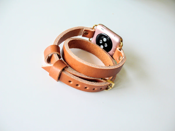 full grain leather double wrap band