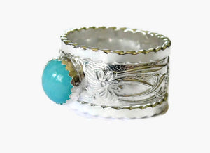 Mint Amazonite ring • Sterling silver ring stacking ring set