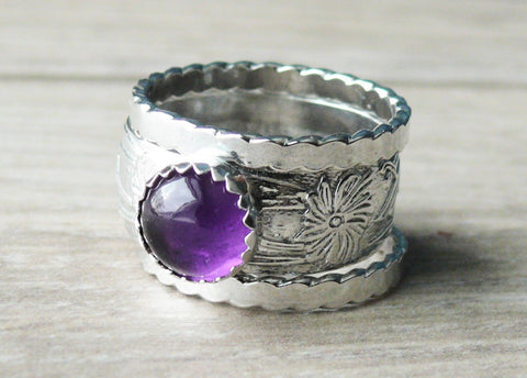 wide band amethyst ring