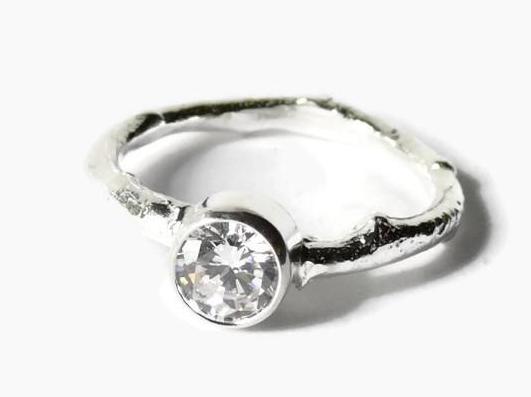 sterling silver tree branch engagement ring