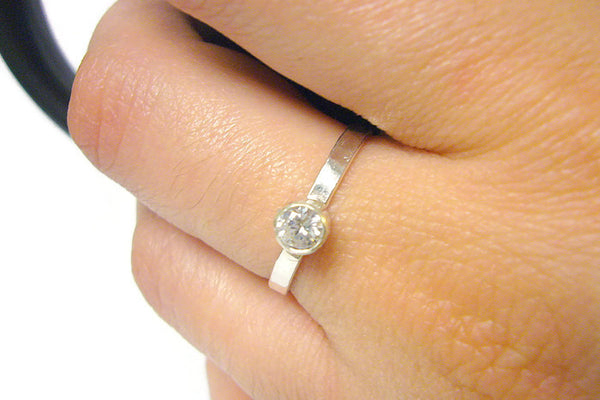 Cubic zirconia ring • Sterling silver stacking ring • CZ promise ring