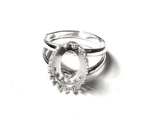 double band oval crown ring blank