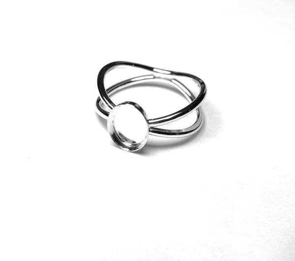 Double Split Band Ring Blank Small Oval Bezel Cup | 6x8, 9x7, 8x10, 10x12, 14x10 mm